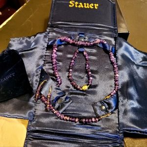 Womens Amethyst Maden Neckless Bracelet and Earrings Set